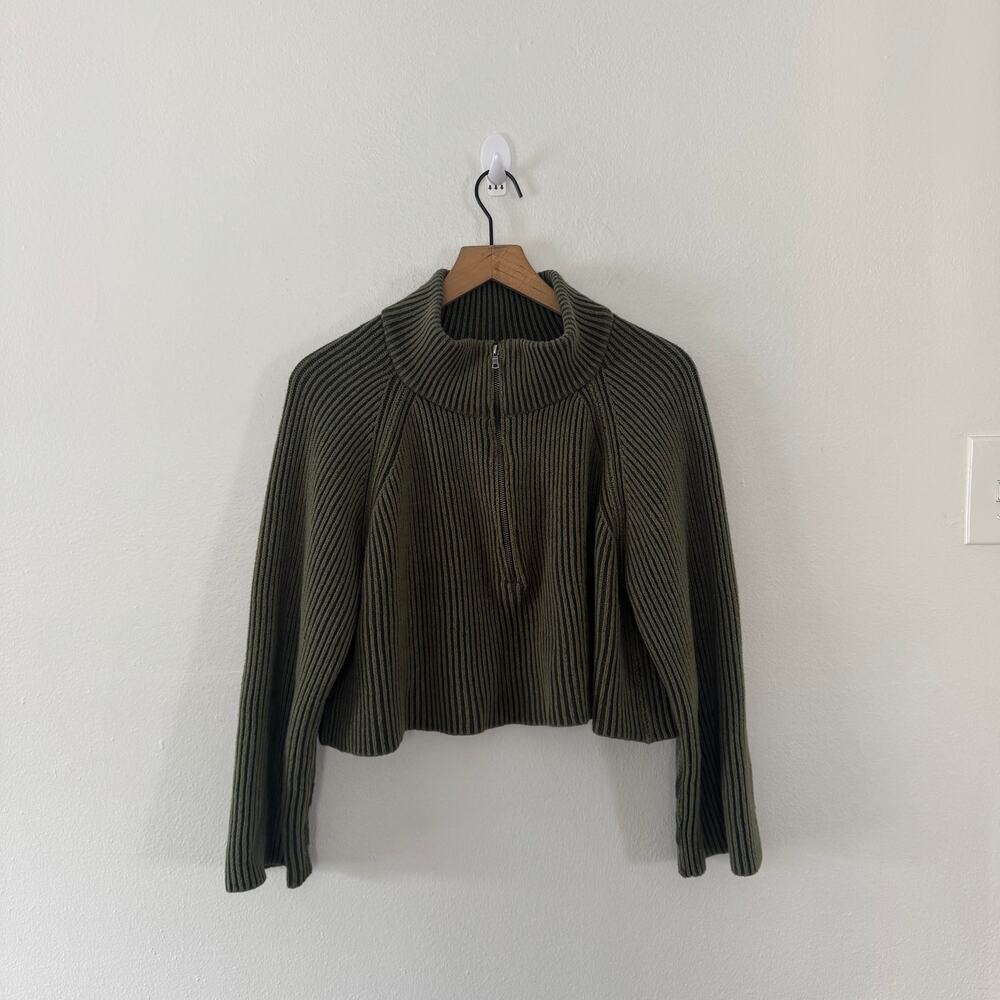 Free People Women's Greta Green Half Zip Pullover Sweater Size Small